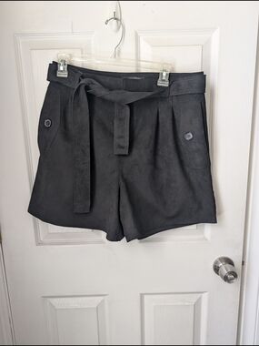 Banana Republic Black High-Rise Belted Bermuda Shorts